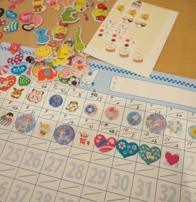 レッスン記録はシール台帳に